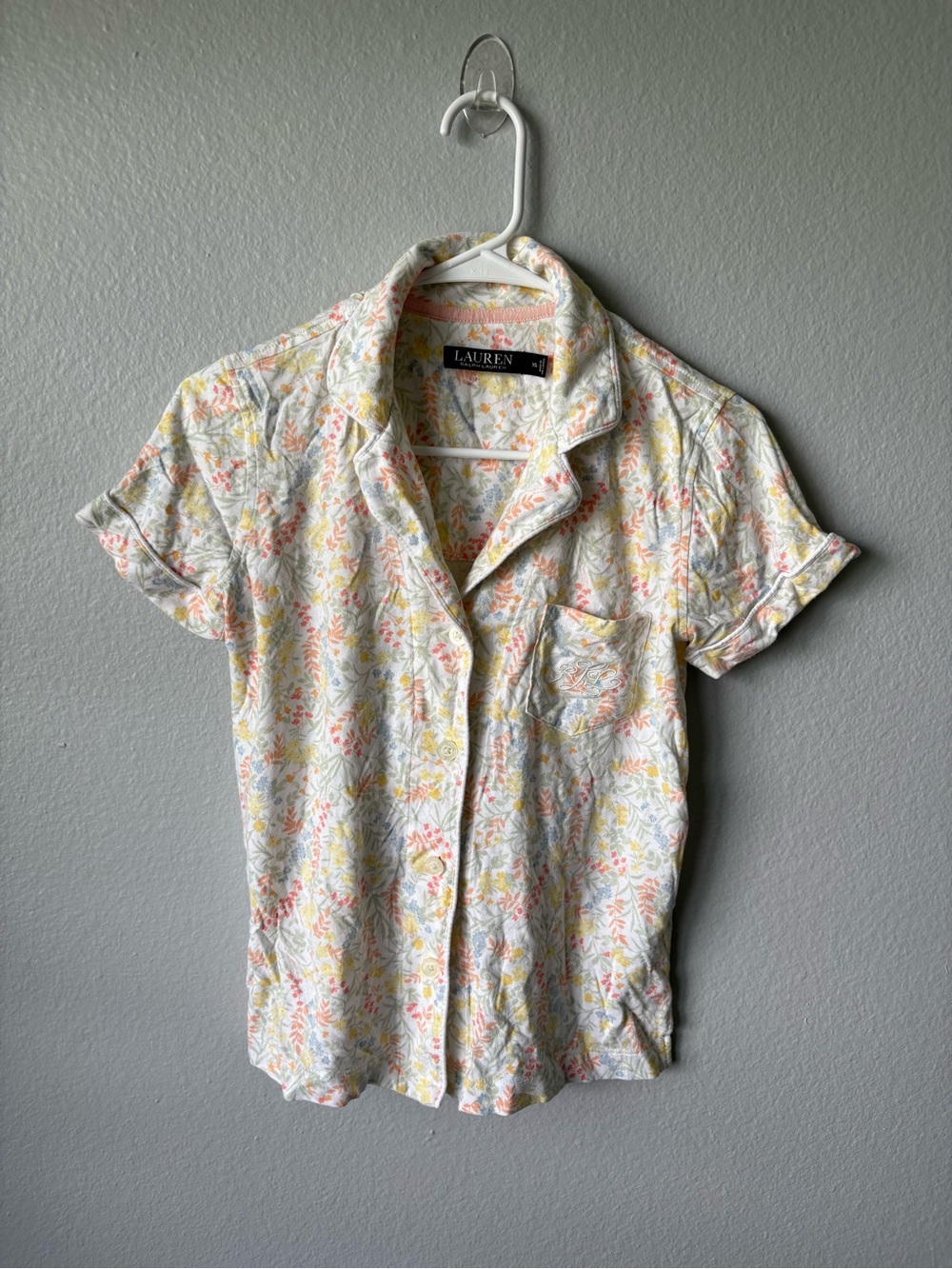 Lauren Ralph Lauren Pajama Top Women's Size XS Floral Button Front Sleepwear